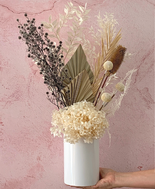 Elegant Dried Flowers + Vase