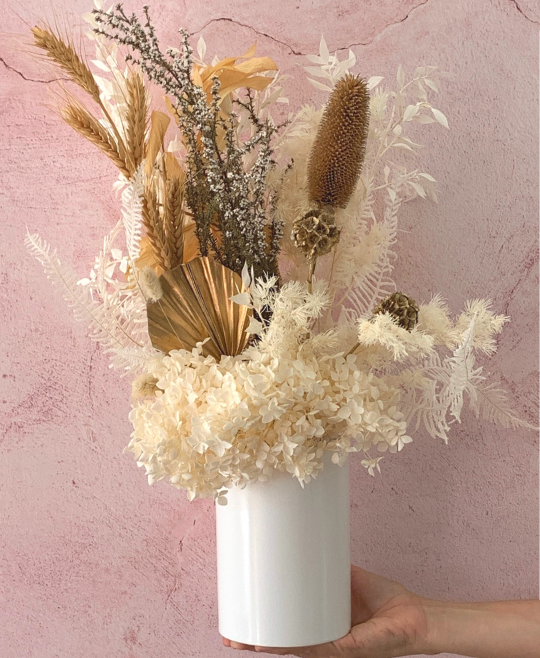 Elegant Dried Flowers + Vase